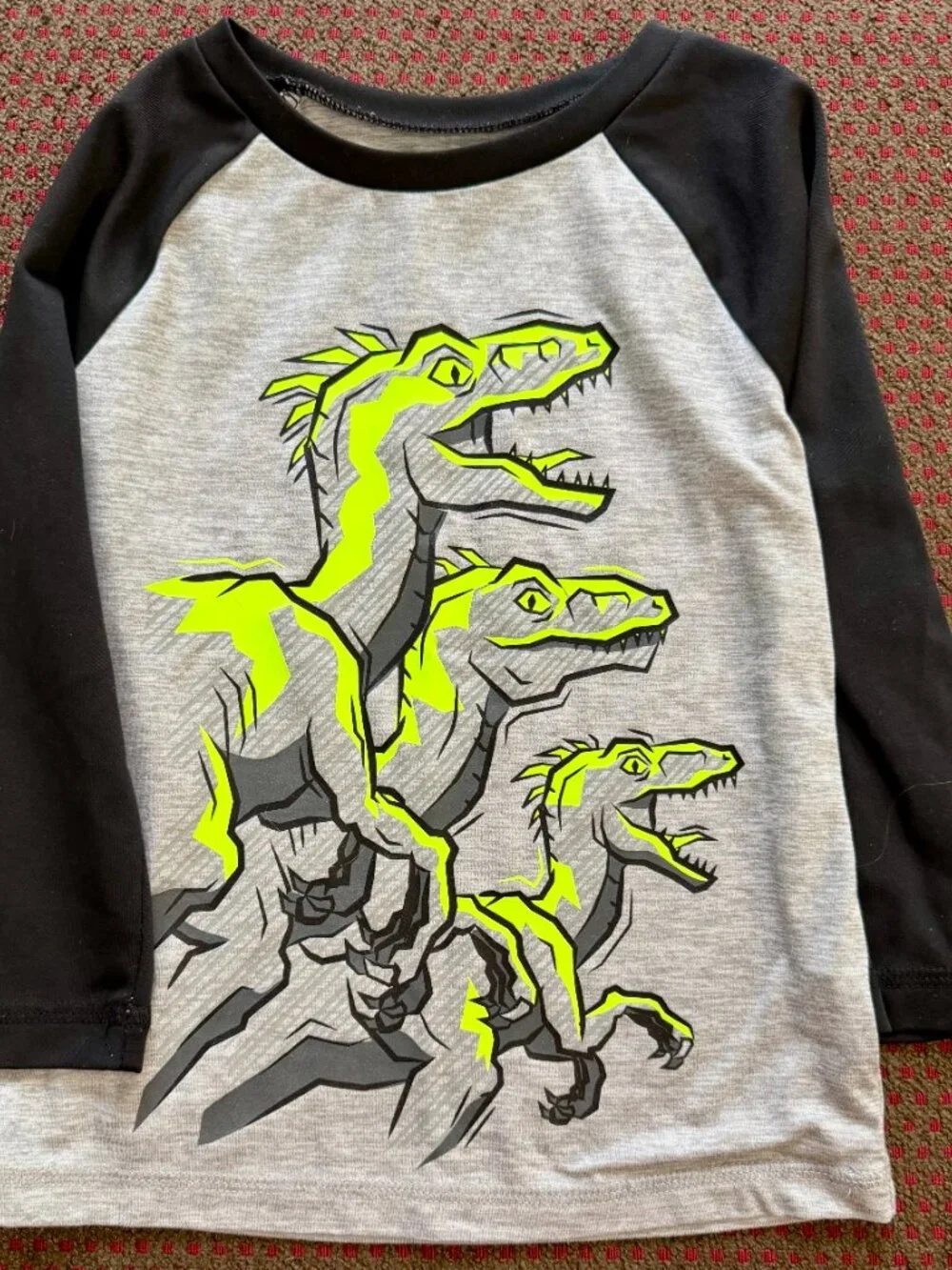Jumping Beans Active 2T Long Sleeve Tees Lot of 2 Mickey Mouse + Neon Dinos